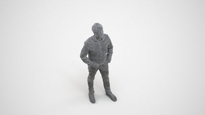 3D scanned man standing business, photorealistic archviz people for Enscape and SketchUp, wireframe three-quarter view