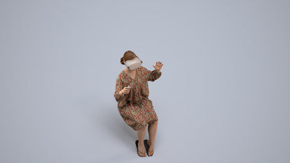 realistic 3D girl casual kids, scanned archviz people for Blender and 3ds Max, back view render