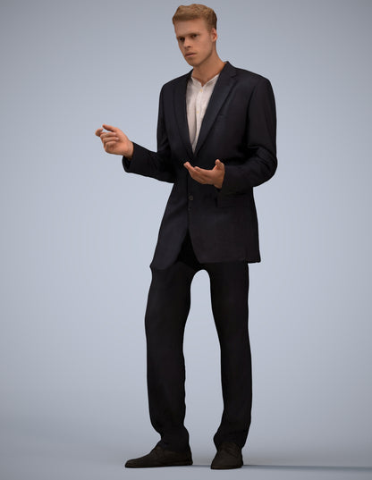 3D human model man business, photogrammetry scanned person for archviz