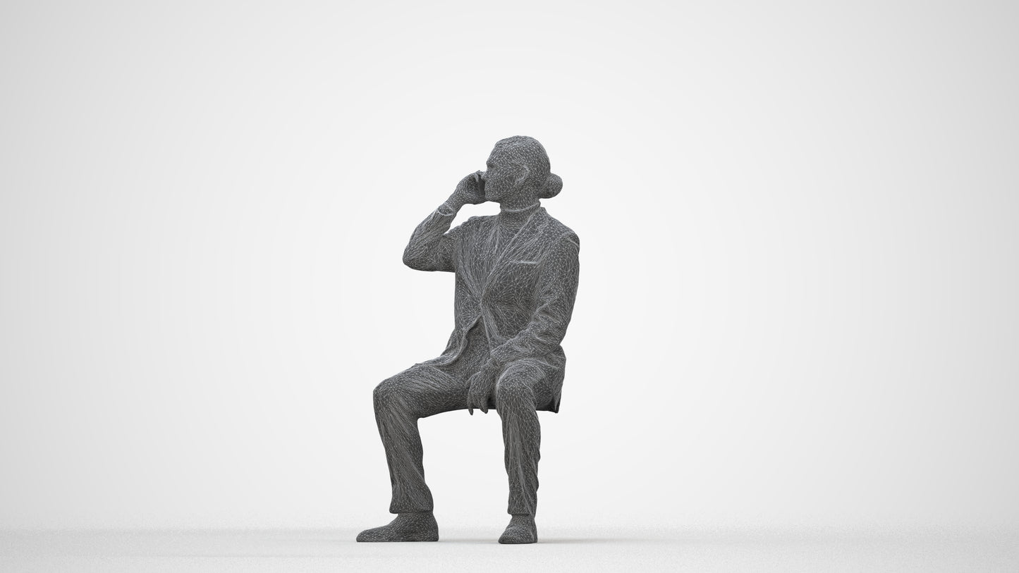3D scanned man business, photorealistic archviz people for Enscape and SketchUp, wireframe back view