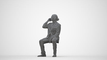 3D scanned man business, photorealistic archviz people for Enscape and SketchUp, wireframe back view
