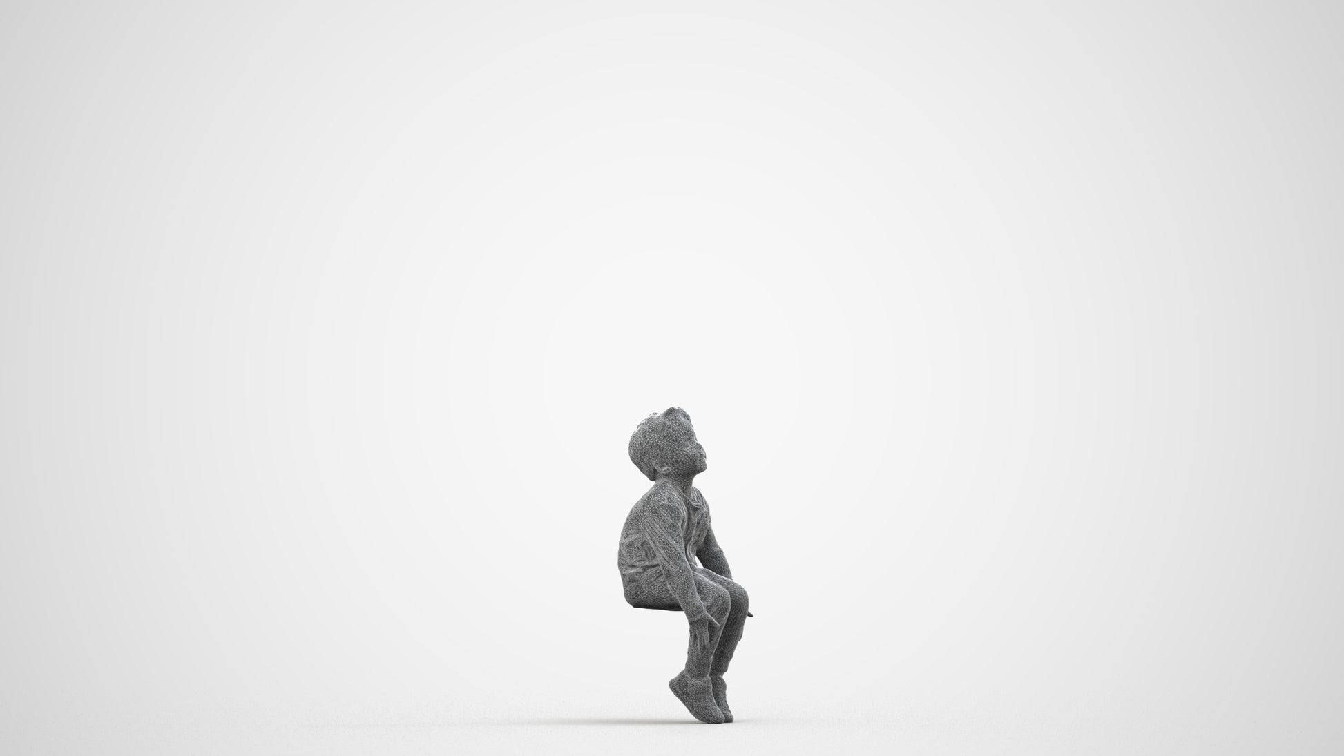 3D human model boy casual kids, photogrammetry scanned person for archviz, wireframe side view