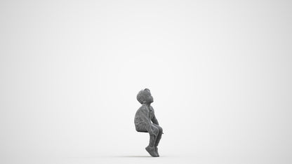 3D human model boy casual kids, photogrammetry scanned person for archviz, wireframe side view