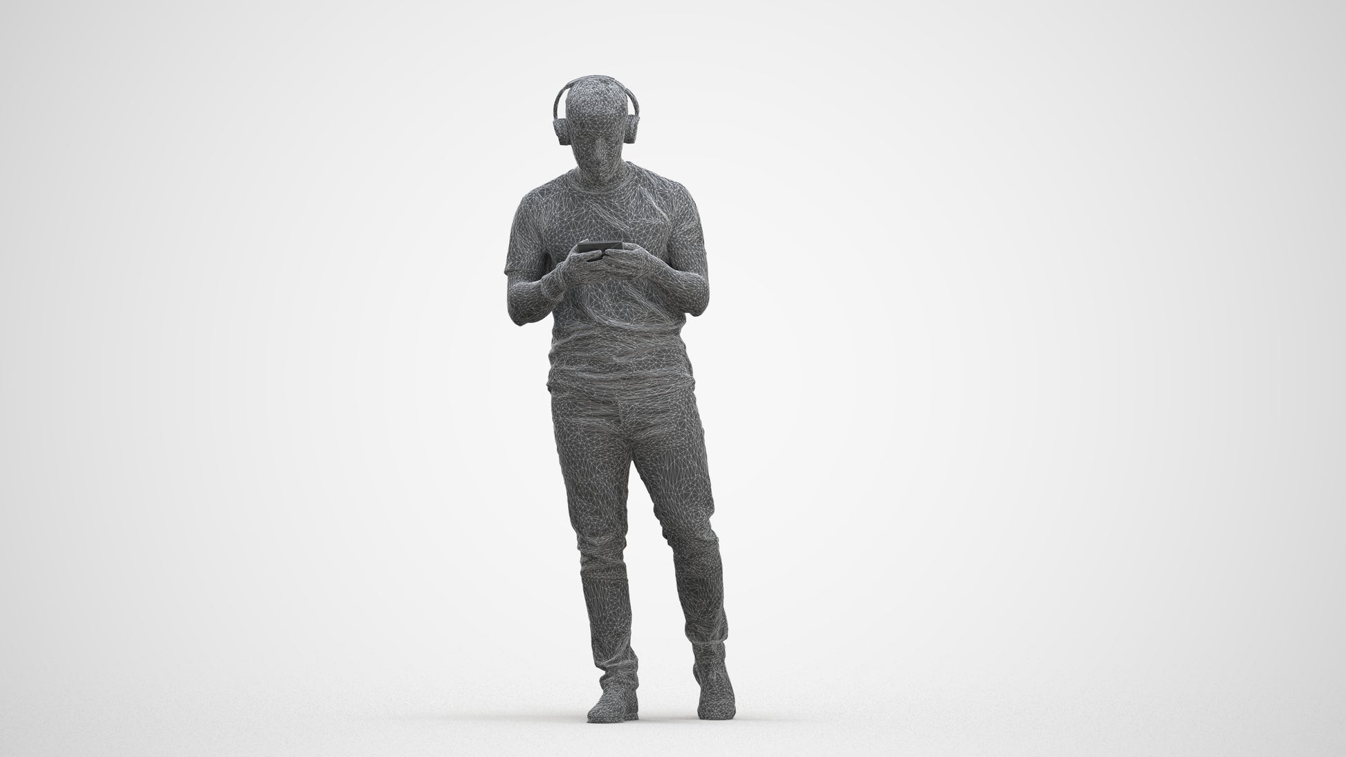 realistic 3D man casual standing, scanned archviz people for Blender and 3ds Max, three-quarter front view render