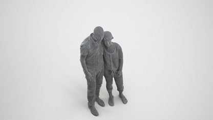 scanned 3D senior woman standing, photogrammetry people for Enscape and V-Ray, wireframe three-quarter view