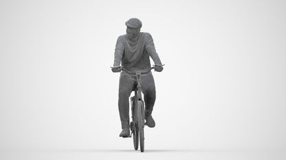 realistic 3D people man casual cycling, render-ready for V-Ray and Corona, FBX OBJ, wireframe back view