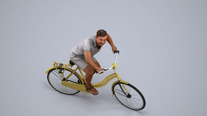 photogrammetry 3D man casual cycling, realistic human model archviz FBX, back view render
