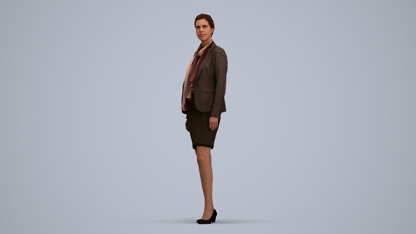 realistic 3D people woman business, render-ready for V-Ray and Corona, FBX OBJ, standing pose render
