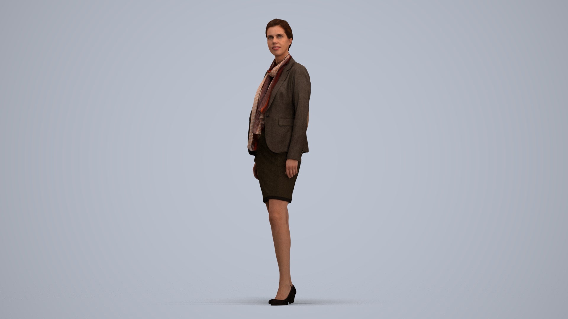 realistic 3D people woman business, render-ready for V-Ray and Corona, FBX OBJ, standing pose render