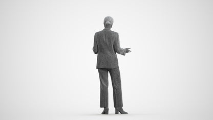 realistic 3D woman business, scanned archviz people for Blender and 3ds Max, wireframe front view