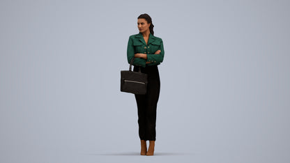 realistic 3D human woman business standing, archviz people FBX OBJ for Blender, standing pose render