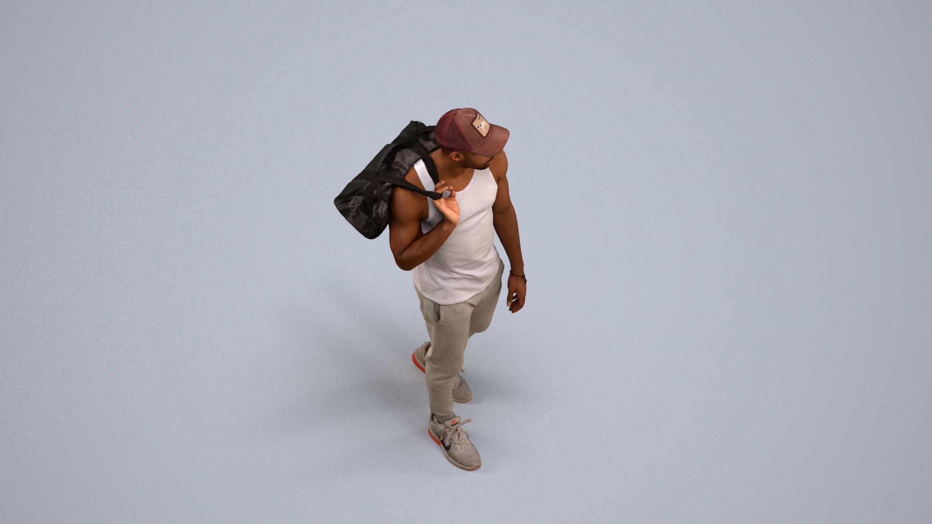 photogrammetry 3D man casual walking, realistic human model archviz FBX, back view render