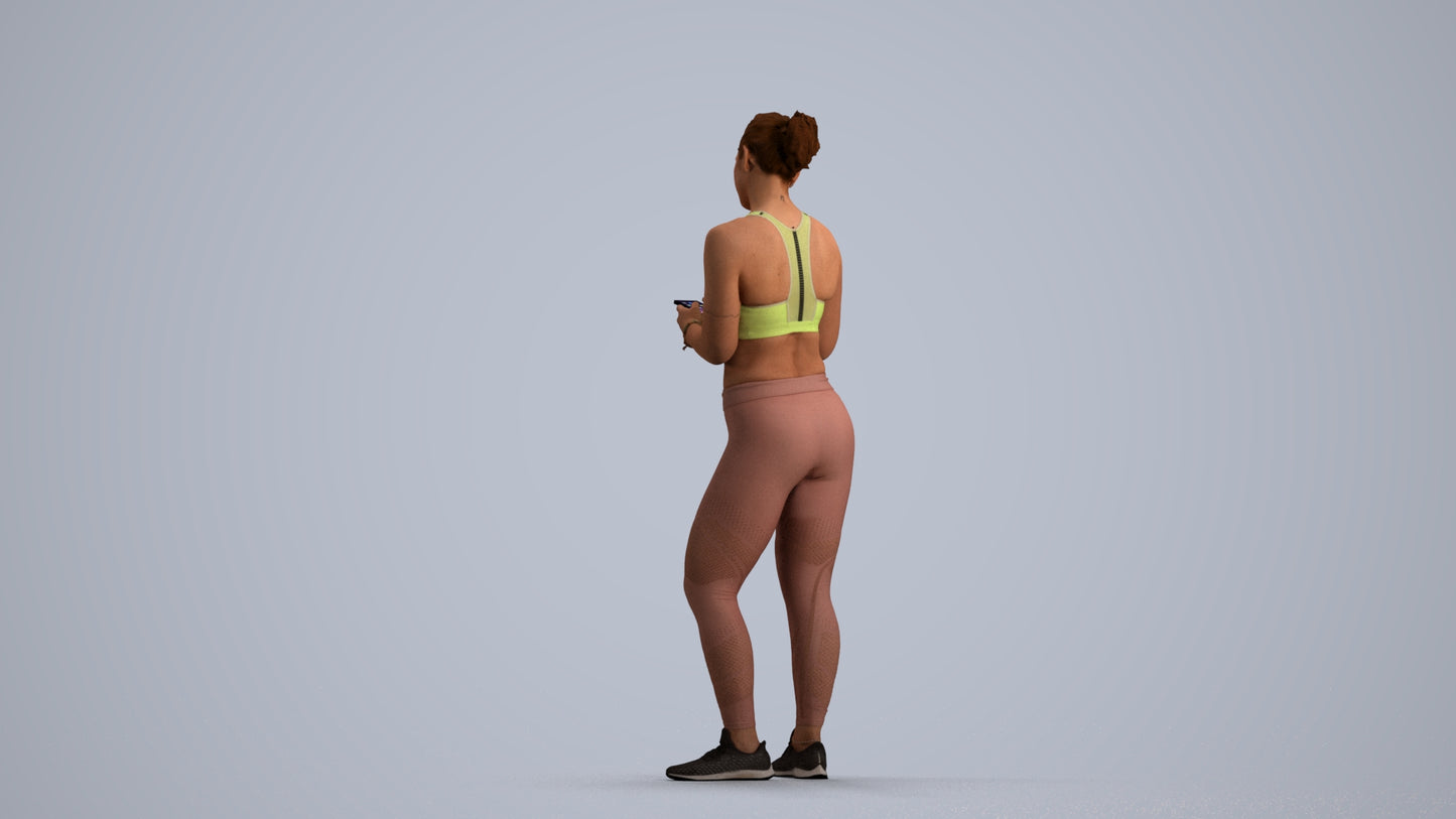 scanned 3D woman sport, photogrammetry people for Enscape and V-Ray, front view render