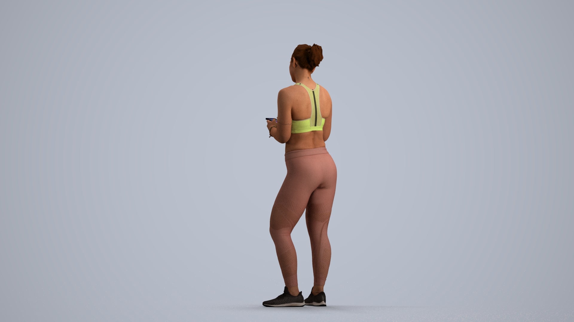 scanned 3D woman sport, photogrammetry people for Enscape and V-Ray, front view render
