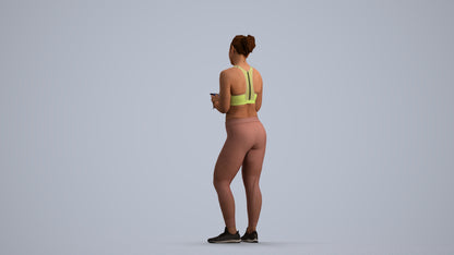 scanned 3D woman sport, photogrammetry people for Enscape and V-Ray, front view render