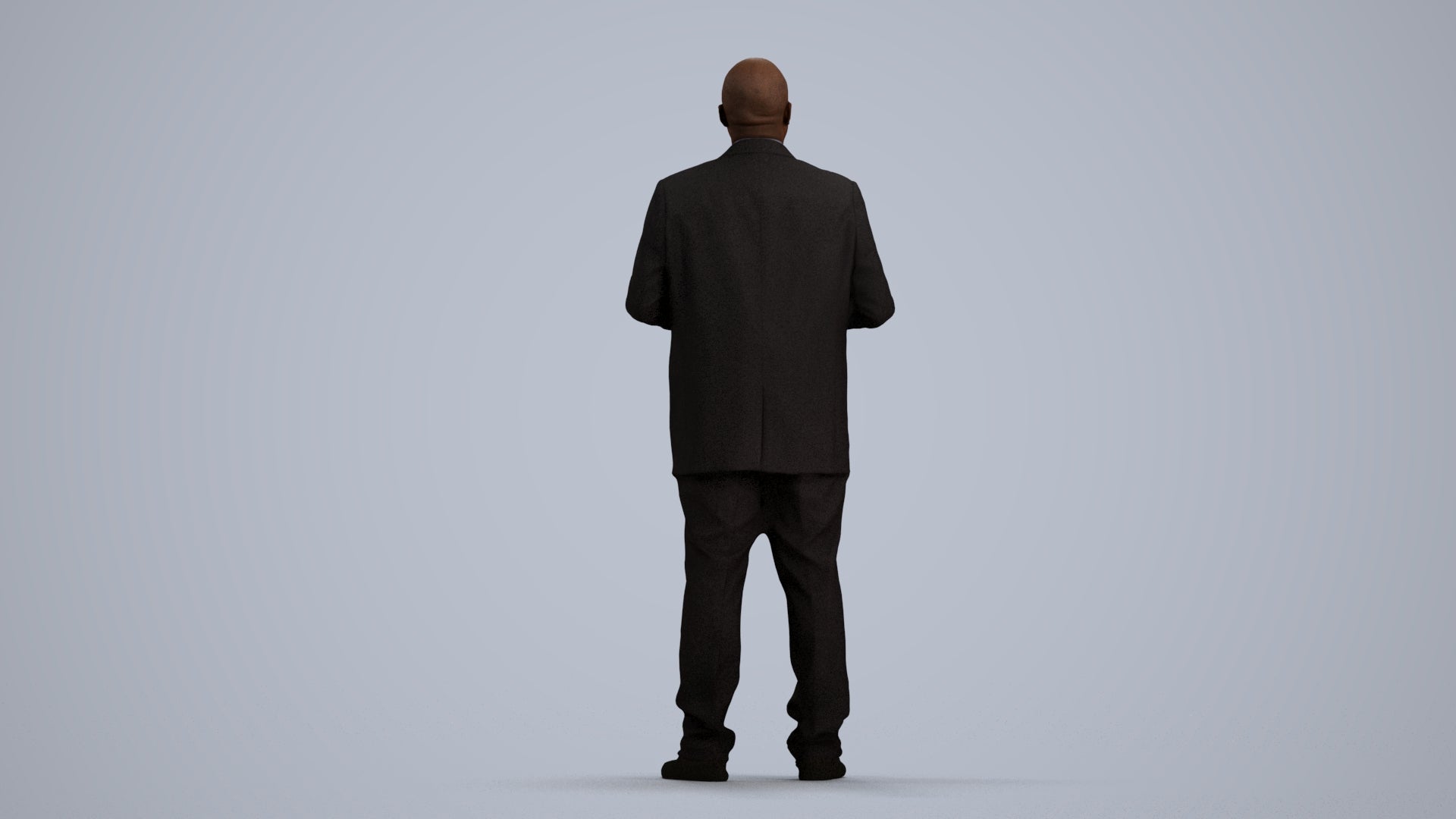 3D human model man business, photogrammetry scanned person for archviz, front view render