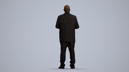 3D human model man business, photogrammetry scanned person for archviz, front view render