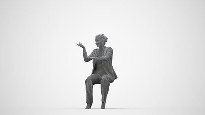 3D people model woman business, scanned human for 3ds Max rendering, wireframe back view