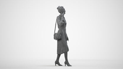 photogrammetry 3D woman casual standing, realistic human model archviz FBX, wireframe side view