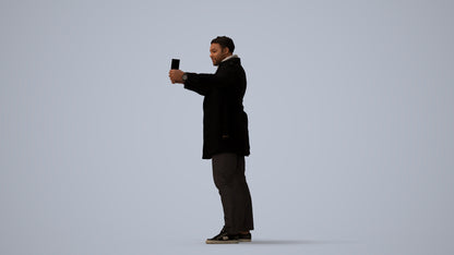 scanned 3D man casual standing, photogrammetry people for Enscape and V-Ray, three-quarter view render