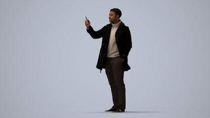 photogrammetry 3D man casual standing, realistic human model archviz FBX, three-quarter view render