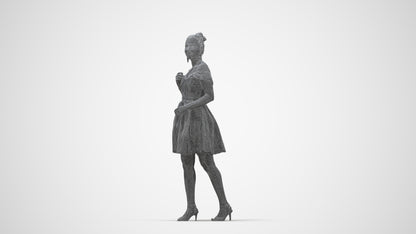 3D scanned woman formalaffairs formal, photorealistic archviz people for Enscape and SketchUp, wireframe back view