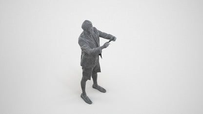 3D scanned man standing business, photorealistic archviz people for Enscape and SketchUp, wireframe three-quarter view