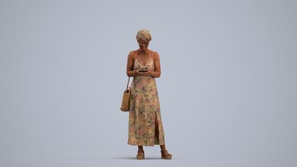 photogrammetry 3D senior woman standing, realistic human model archviz FBX, standing pose render