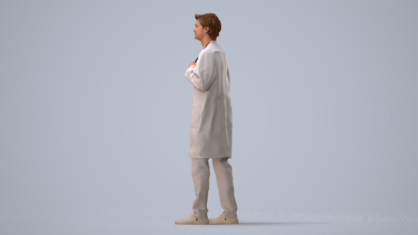 realistic 3D people man medical, render-ready for V-Ray and Corona, FBX OBJ, three-quarter view render