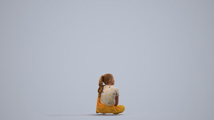 3D people model girl casual kids, scanned human for 3ds Max rendering, side view render