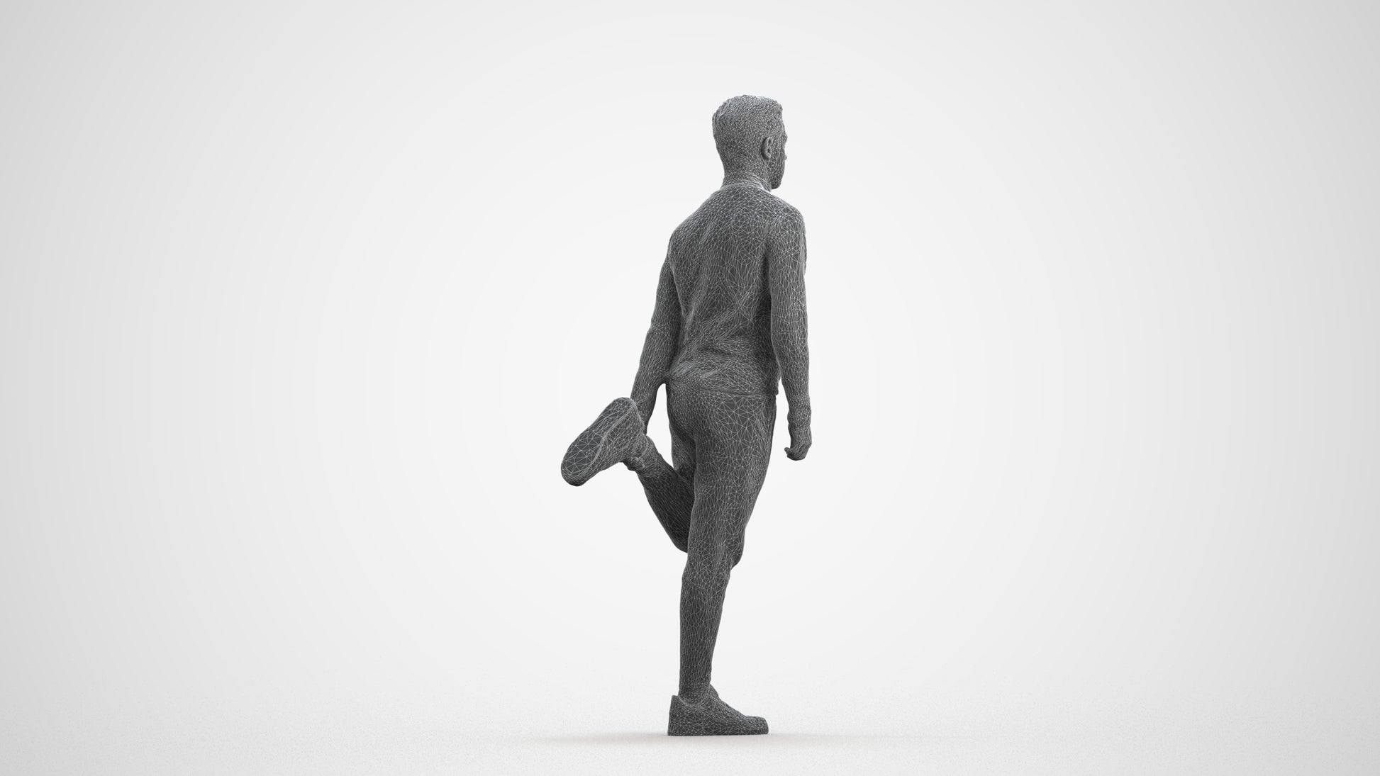 scanned 3D boy sport, photogrammetry people for Enscape and V-Ray, wireframe front view