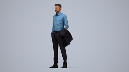 photogrammetry 3D man business, realistic human model archviz FBX, top-down view render