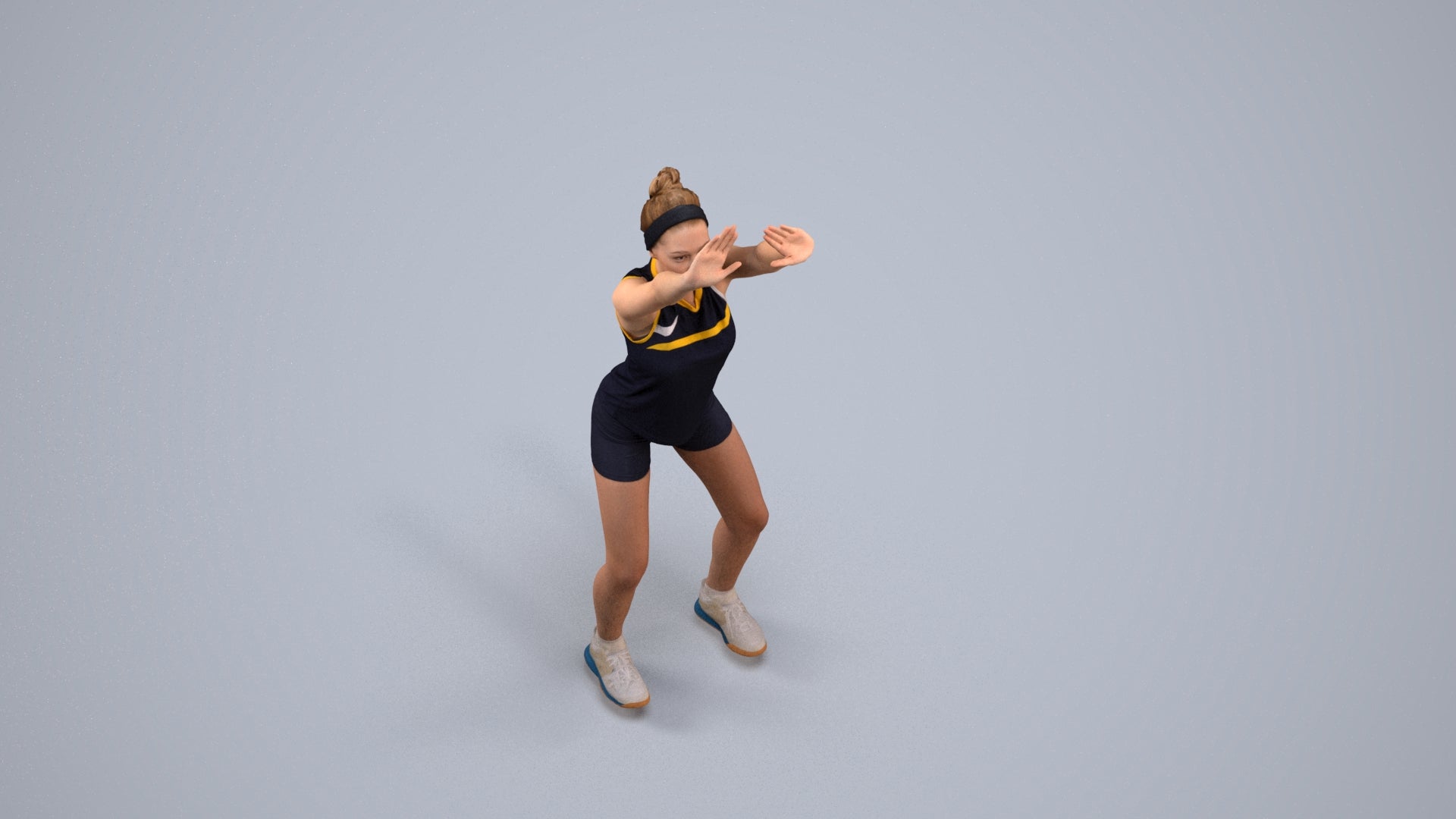scanned 3D girl sport, photogrammetry people for Enscape and V-Ray, back view render