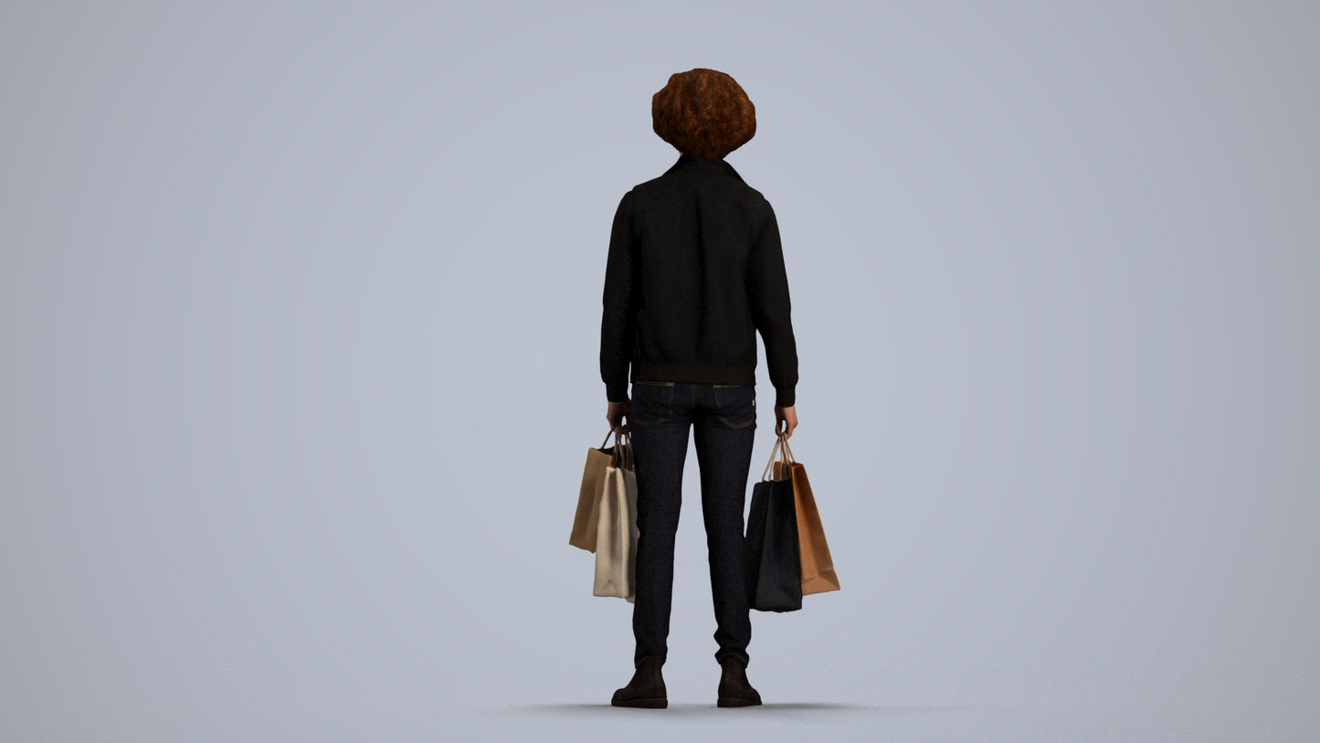 3D people model man formal, scanned human for 3ds Max rendering, front view render
