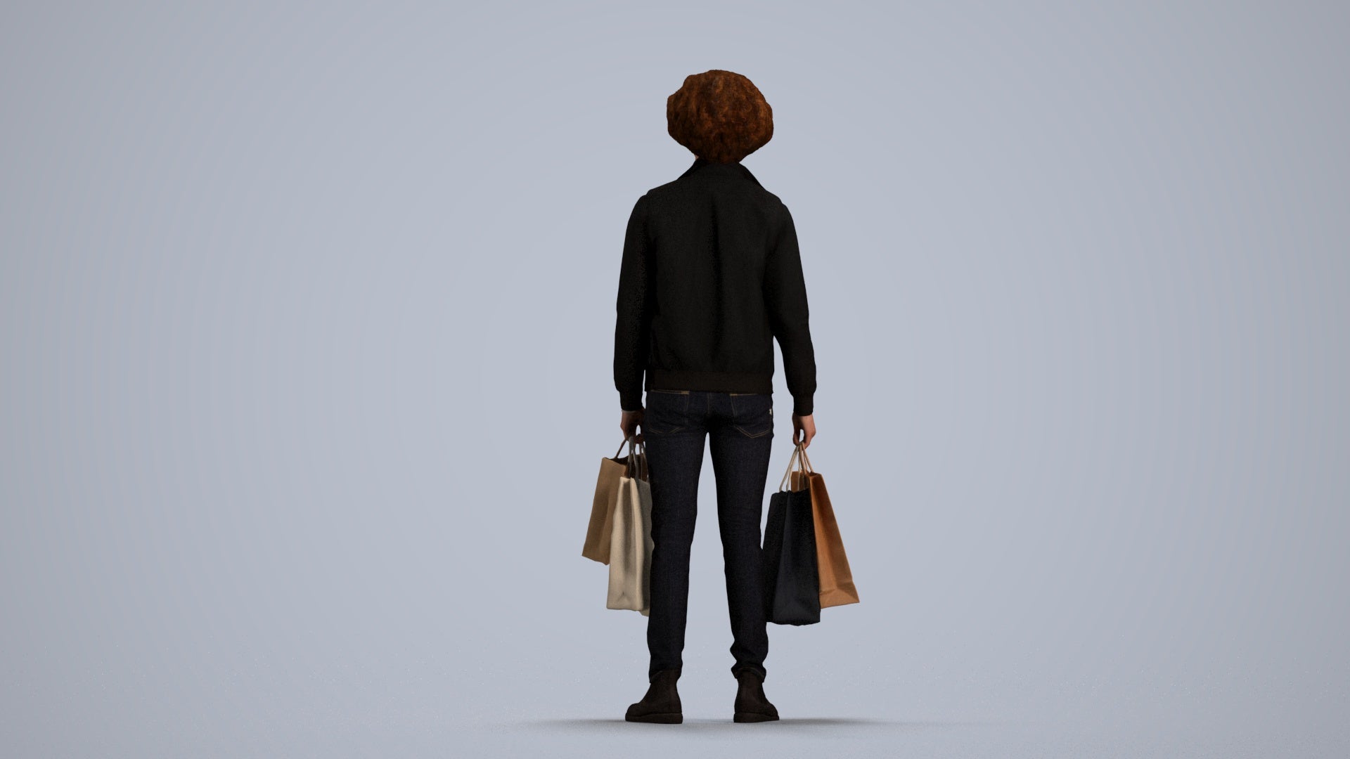 3D people model man formal, scanned human for 3ds Max rendering, front view render