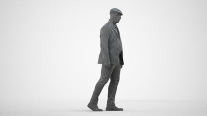 photogrammetry 3D man casual walking, realistic human model archviz FBX, wireframe side view