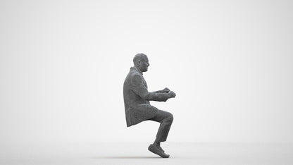 realistic 3D man business, scanned archviz people for Blender and 3ds Max, wireframe side view