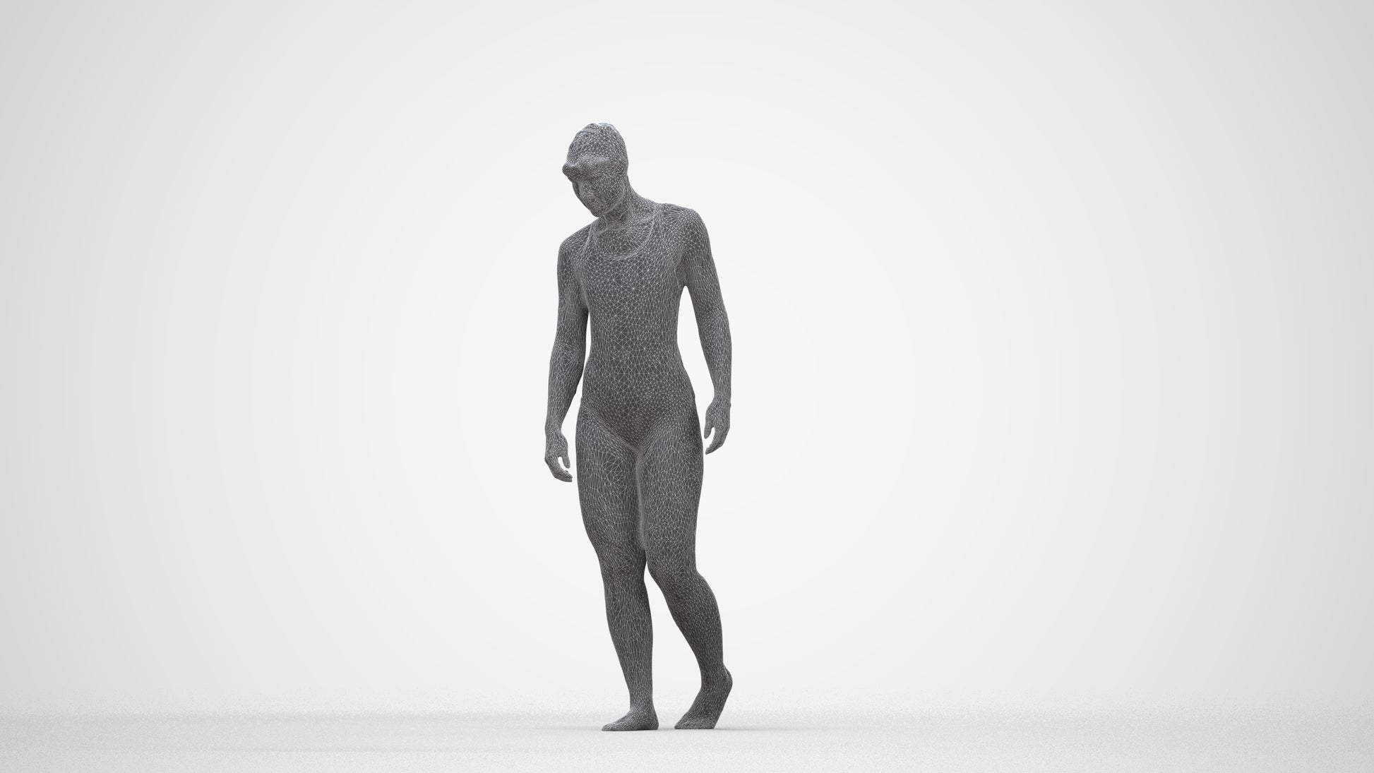 scanned 3D woman sport pool, photogrammetry people for Enscape and V-Ray, wireframe back view