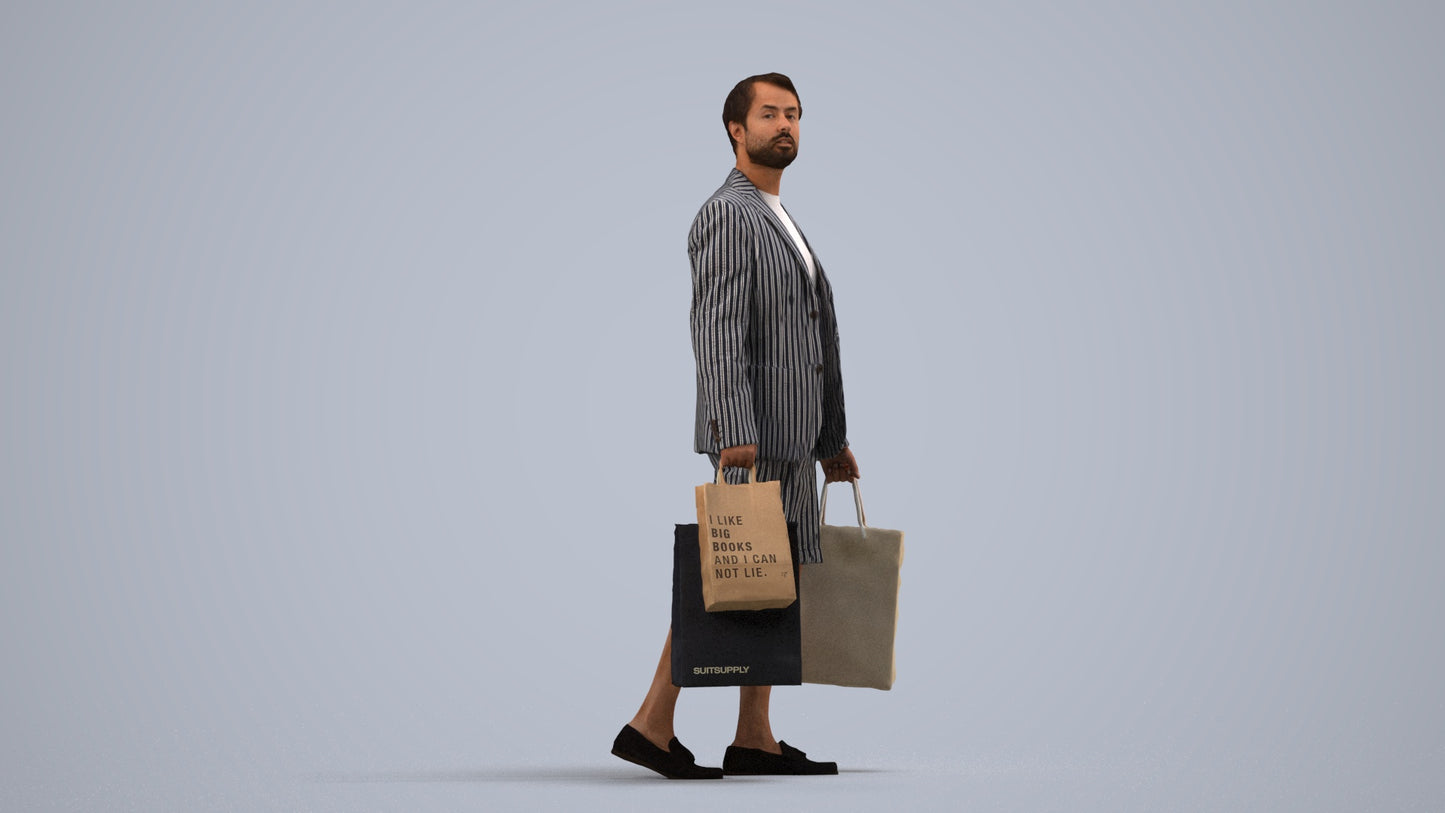 photogrammetry 3D man casual formal, realistic human model archviz FBX, side view render