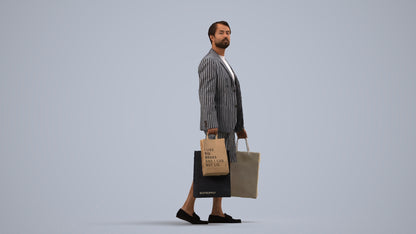 photogrammetry 3D man casual formal, realistic human model archviz FBX, side view render