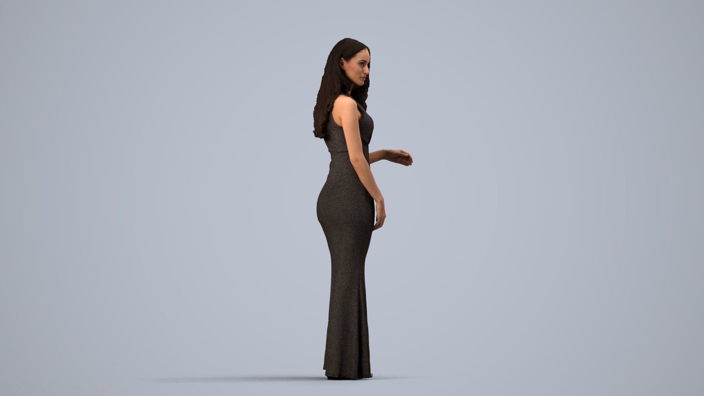 scanned 3D woman formal formalaffairs, photogrammetry people for Enscape and V-Ray, side view render