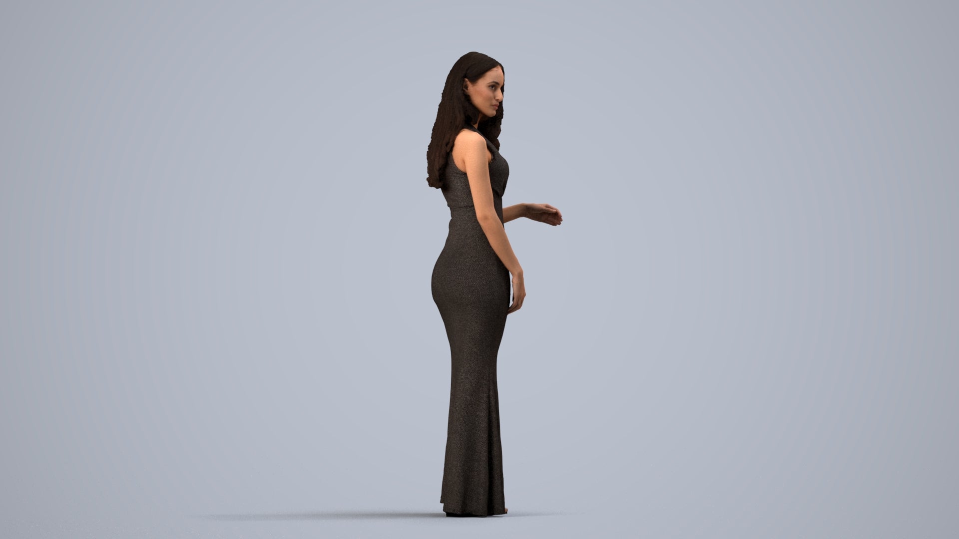 scanned 3D woman formal formalaffairs, photogrammetry people for Enscape and V-Ray, side view render