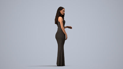 scanned 3D woman formal formalaffairs, photogrammetry people for Enscape and V-Ray, side view render