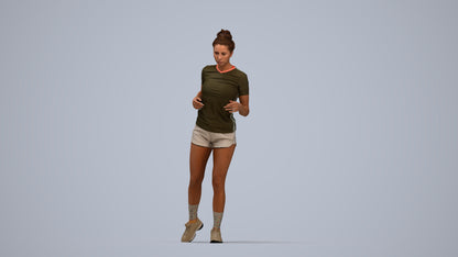 3D people model woman sport, scanned human for 3ds Max rendering, top-down view render