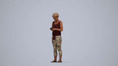 scanned 3D senior woman standing, photogrammetry people for Enscape and V-Ray, top-down view render