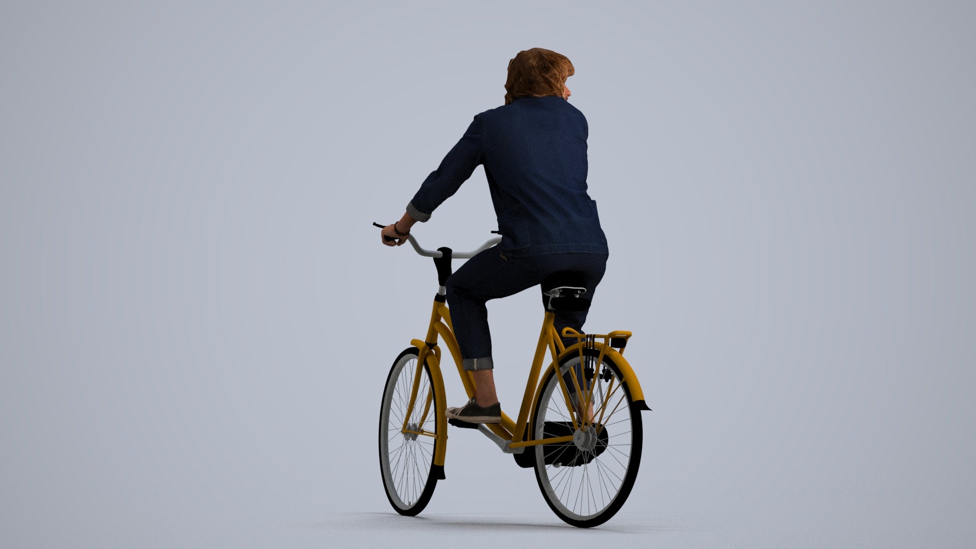 photogrammetry 3D man casual cycling, realistic human model archviz FBX, front view render