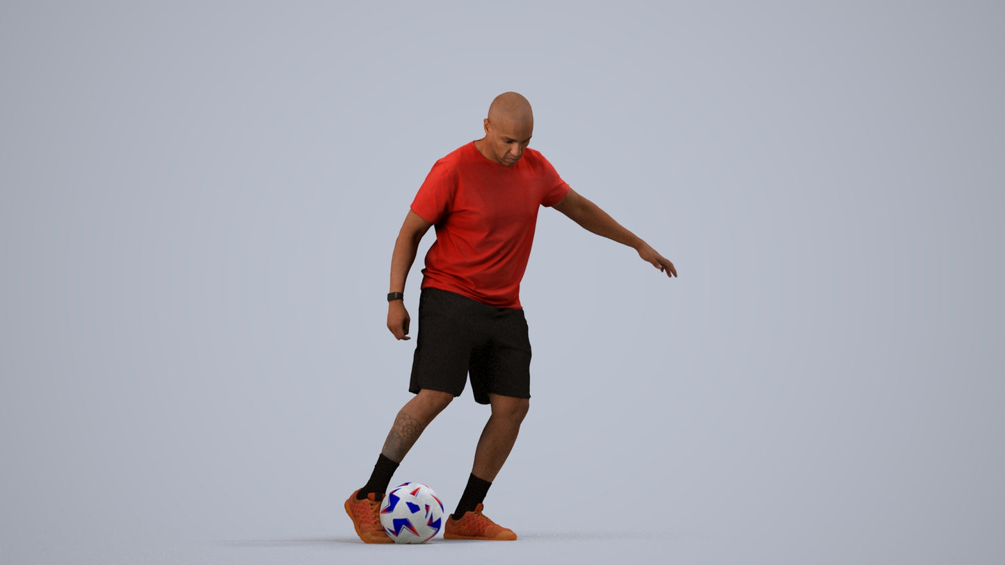 3D people model man sport, scanned human for 3ds Max rendering, side view render