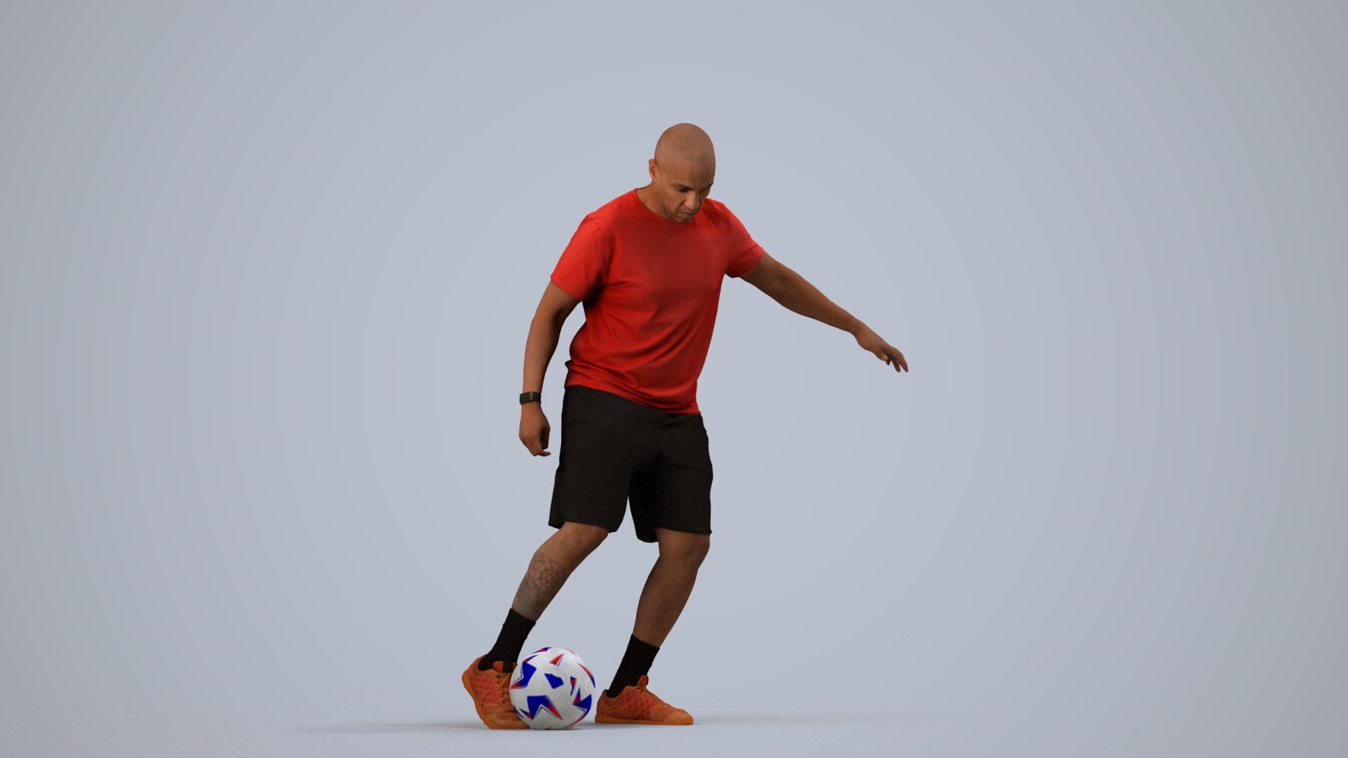 3D people model man sport, scanned human for 3ds Max rendering, side view render