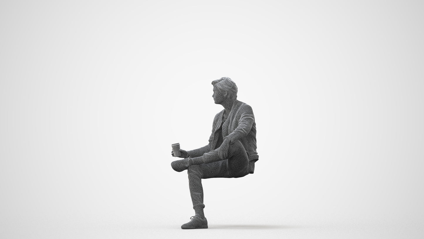 realistic 3D people man casual sitting, render-ready for V-Ray and Corona, FBX OBJ, square thumbnail