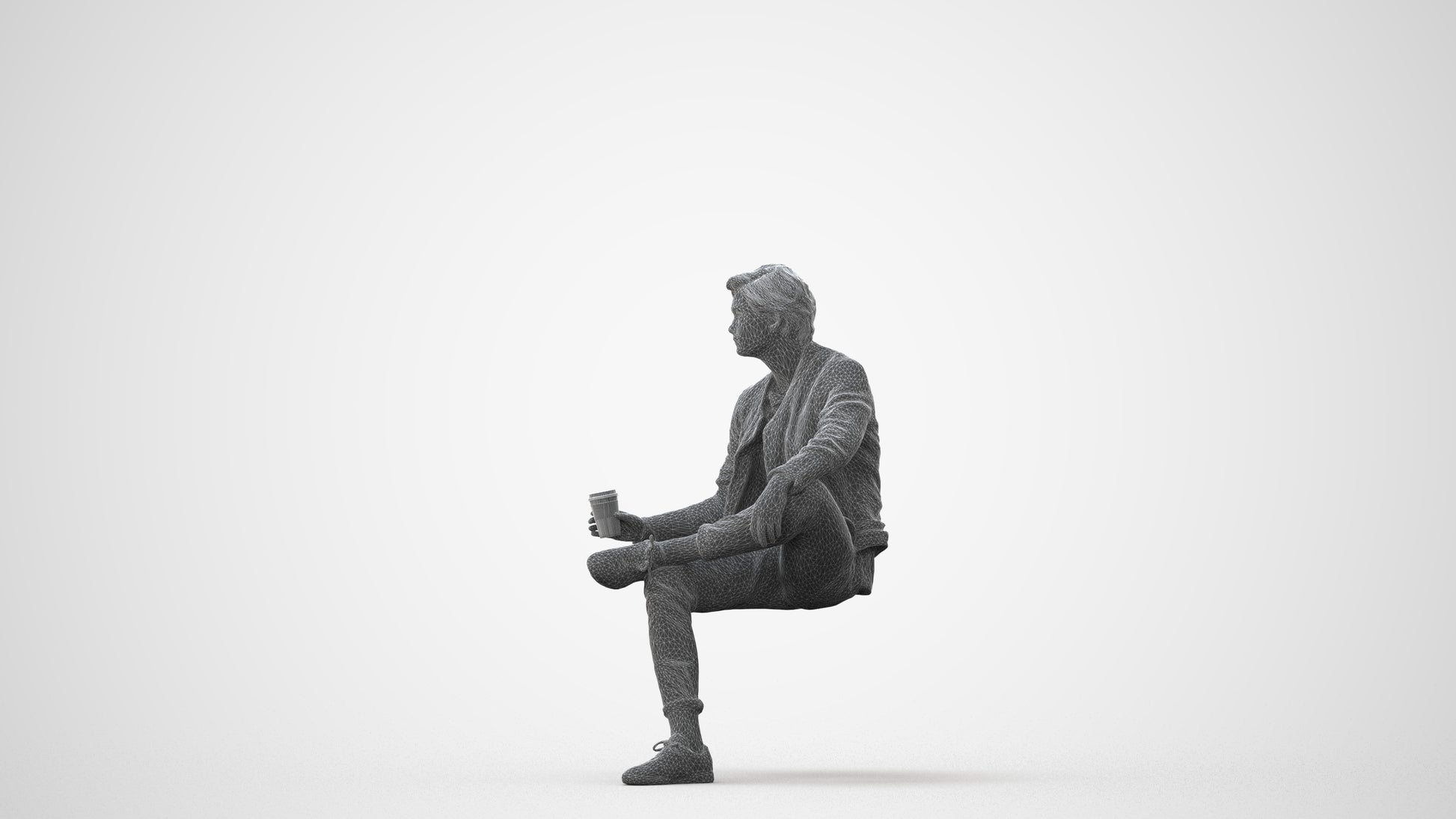 realistic 3D people man casual sitting, render-ready for V-Ray and Corona, FBX OBJ, square thumbnail